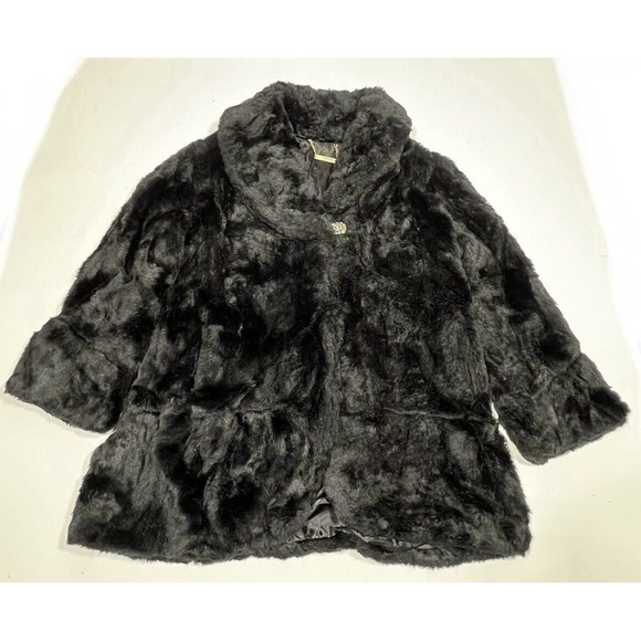 Iman Faux Fur Black Women Coat‎ Size XL - Picture 3 of 11